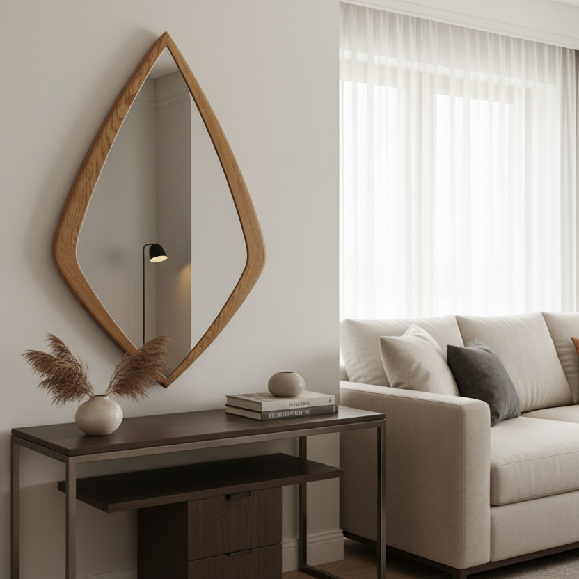 Teardrop Oak Mirror