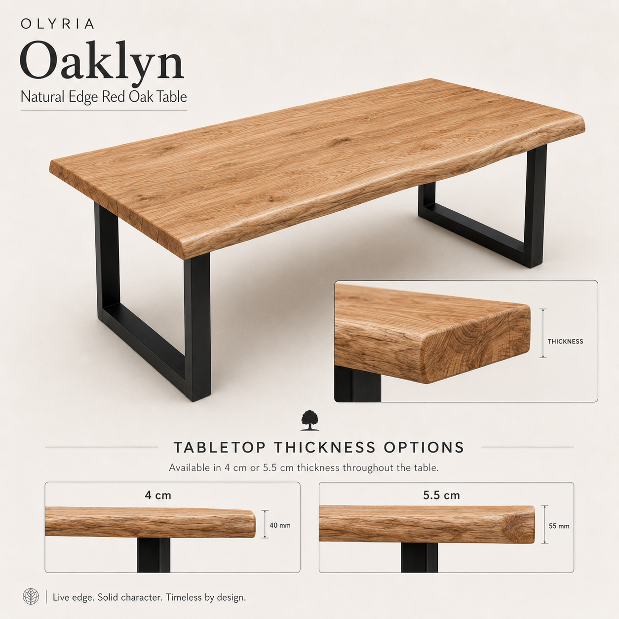 Oaklyn Natural Edge Red Oak Table