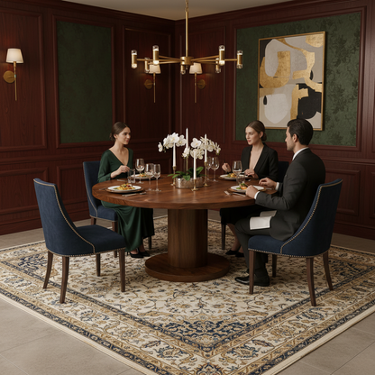 Orbitra Round Dining Table - Sculptural Solid Wood Centrepiece