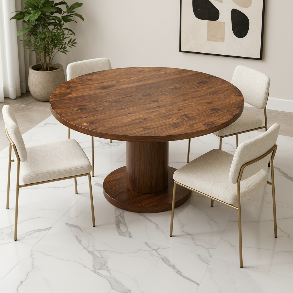 Orbitra Round Dining Table - Sculptural Solid Wood Centrepiece