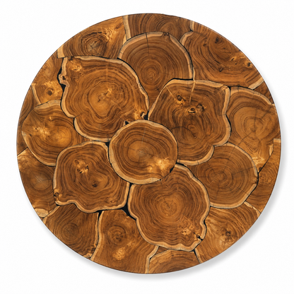 Heritage Mosaic Round Dining Table - Solid Teak Wood Statement Piece