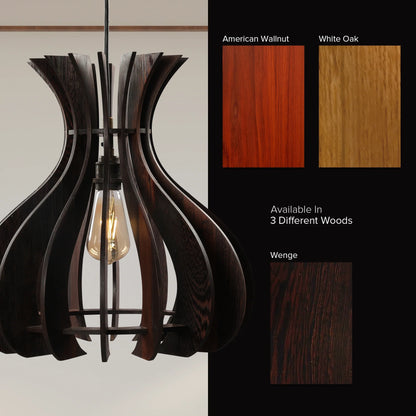 Wavy Spiral Wooden Pendant Lamp