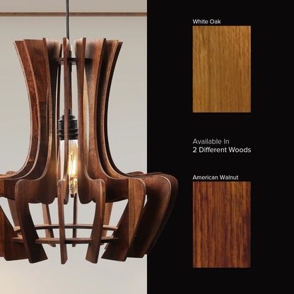 Curved Petal Wooden Pendant Light