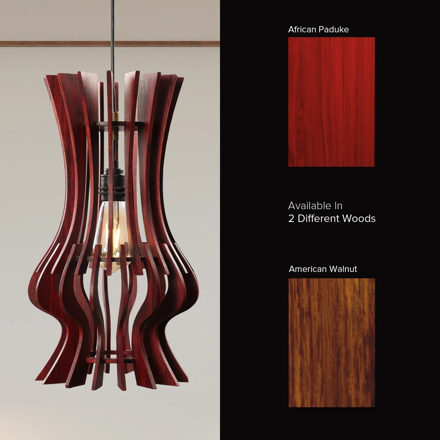 Modern Hourglass Wooden Pendant Light