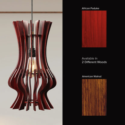 Modern Hourglass Wooden Pendant Light