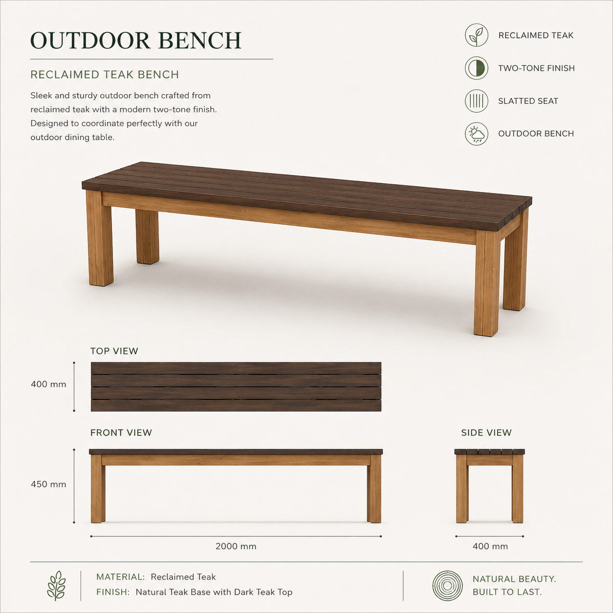 The Sierra Reclaimed Teak Outdoor Dining Table Set