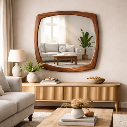 Soft Square Walnut Mirror