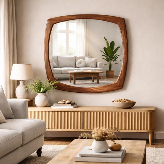 Soft Square Walnut Mirror