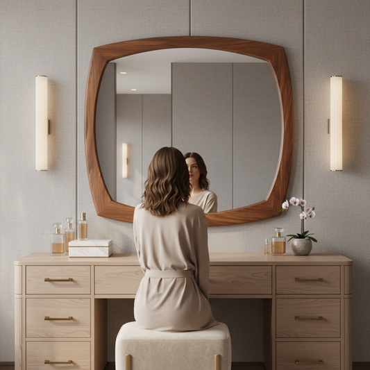 Soft Square Walnut Mirror