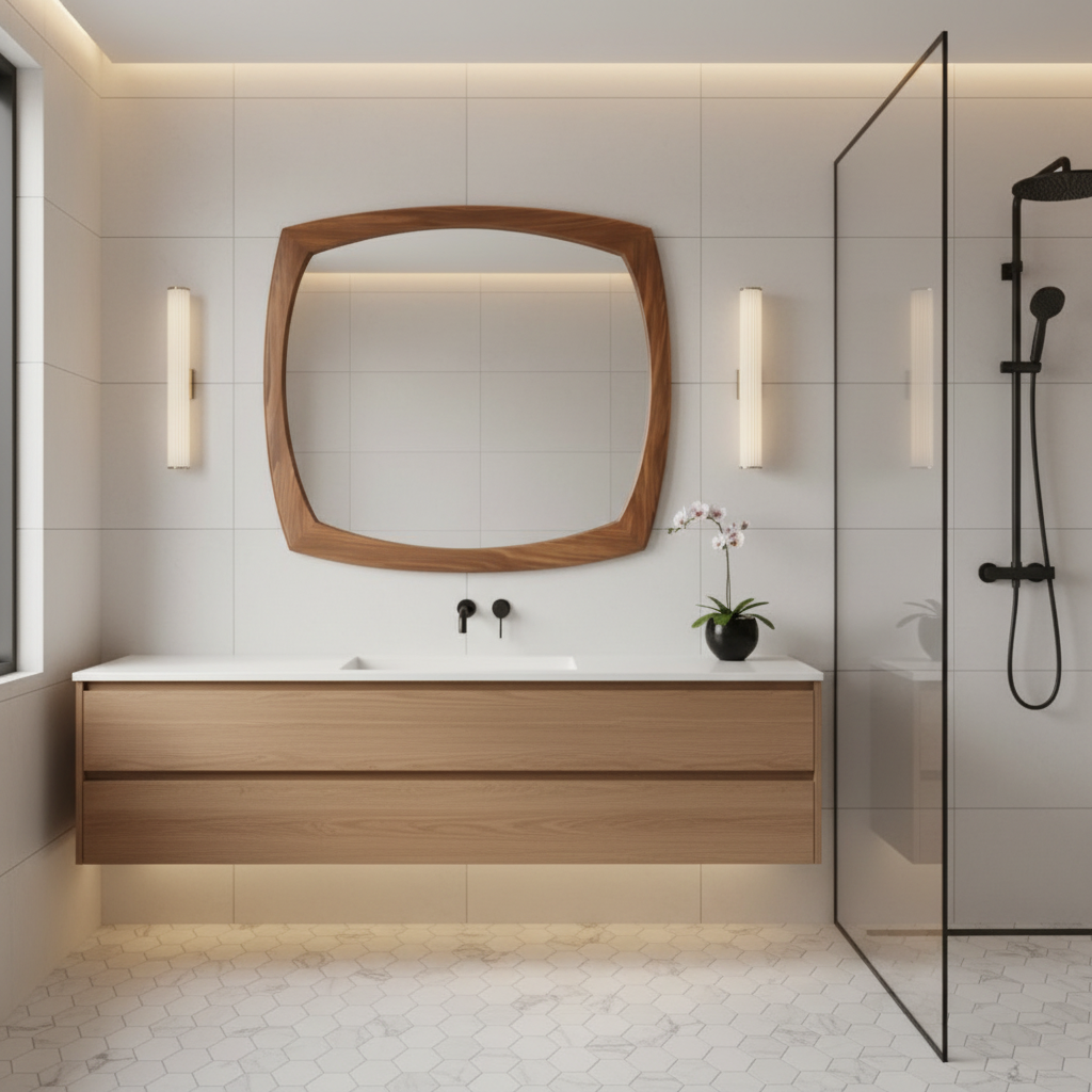 Soft Square Walnut Mirror