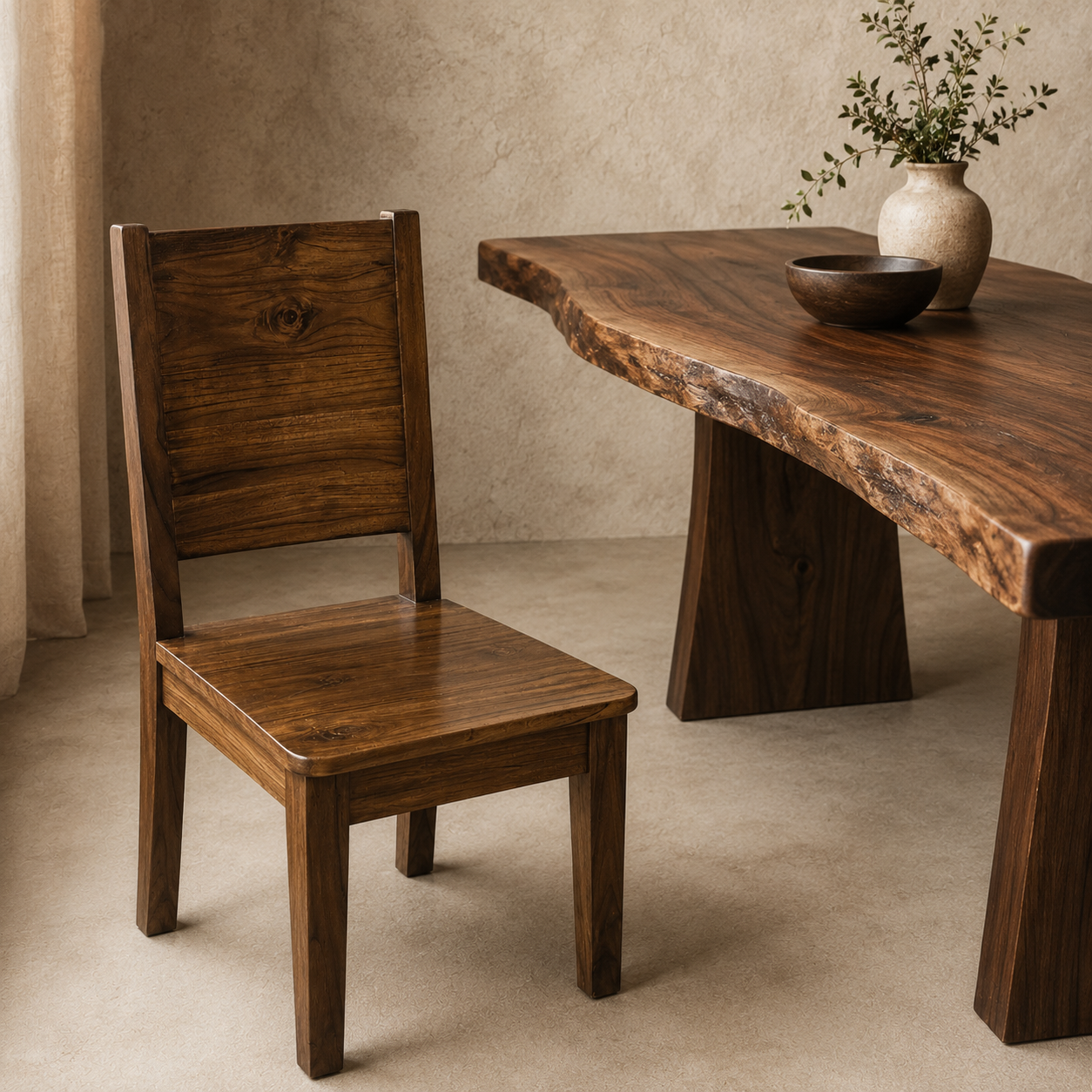 GrainVale Teak Chair - Handcrafted Solid Teak Wood Dining Chair
