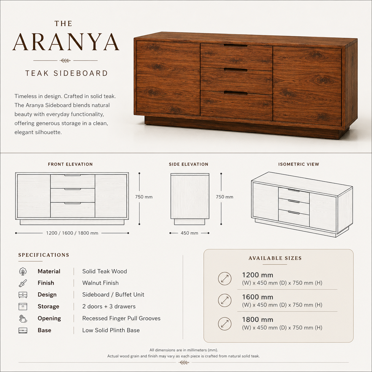 The Aranya Teak Sideboard