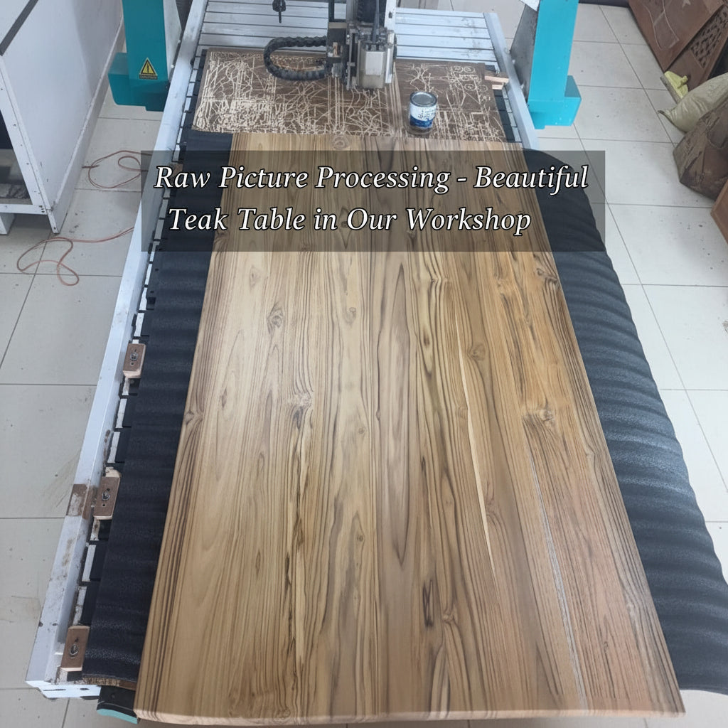 Cross-Trestle Solid Teak Wood Dining Table