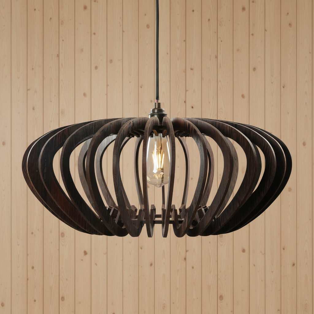 Symmetric Curves Wooden Pendant Lamp