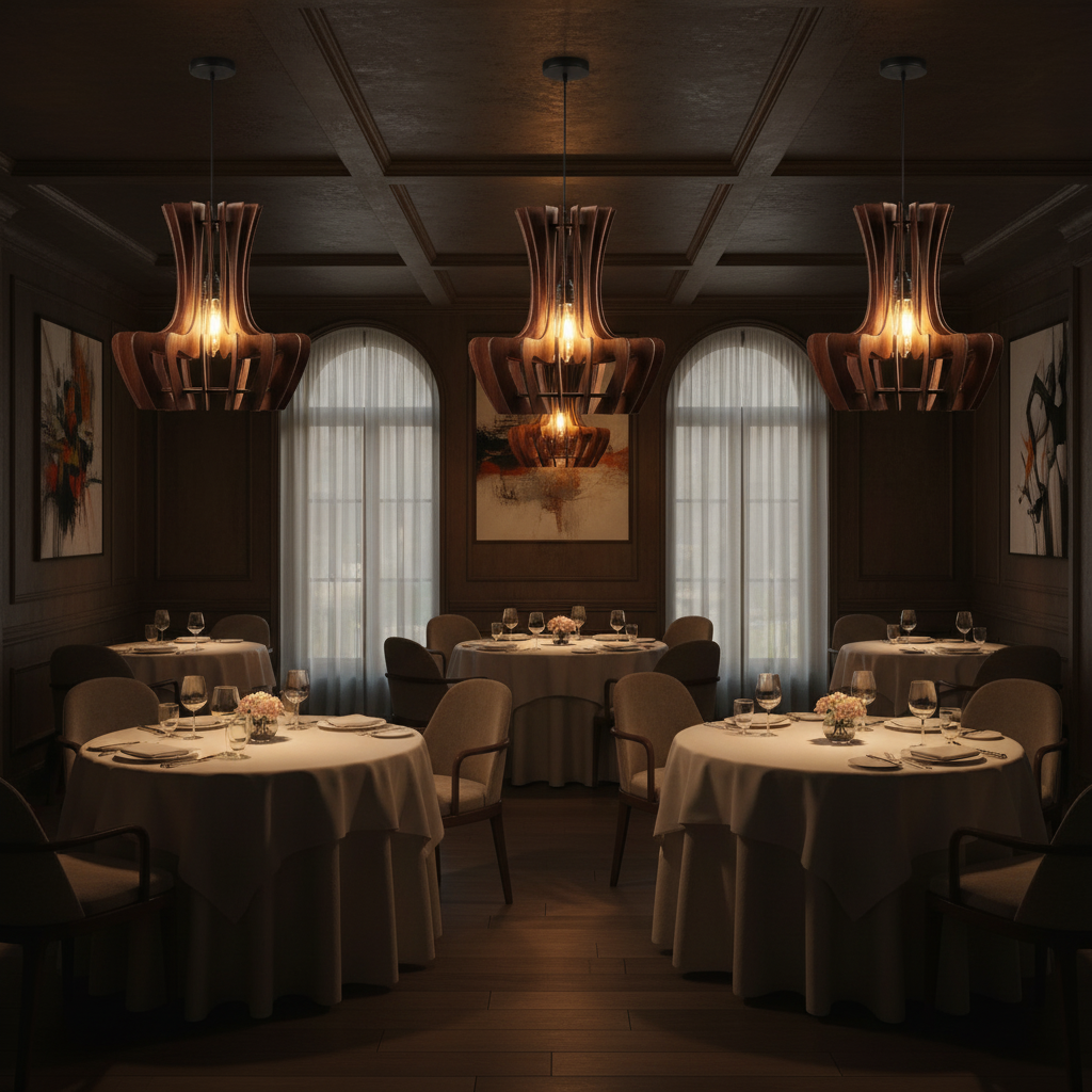 Curved Petal Wooden Pendant Light