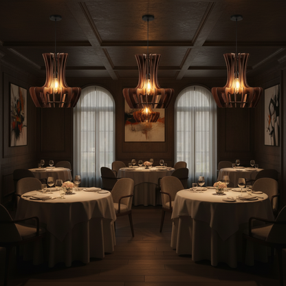 Curved Petal Wooden Pendant Light