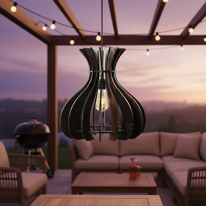 Wavy Spiral Wooden Pendant Lamp