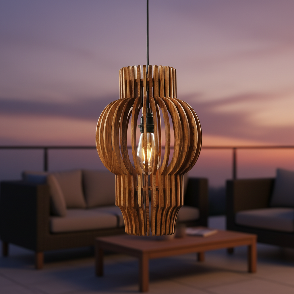 Wave Crest Wooden Lamp Pendant Light
