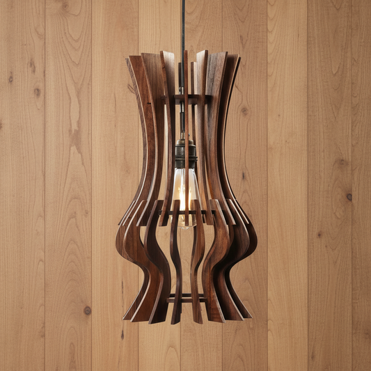 Modern Hourglass Wooden Pendant Light