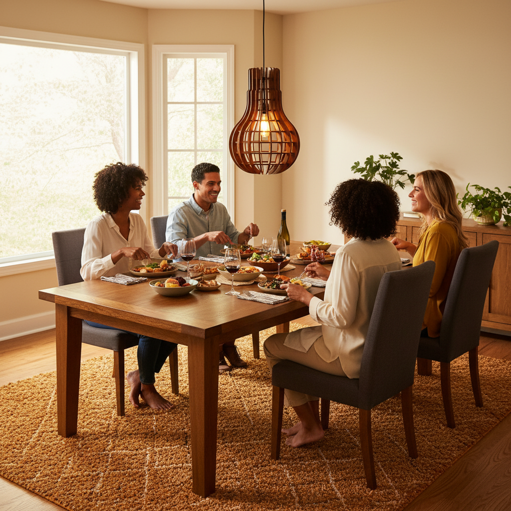 Serene Bulb Loft Wooden Pendant Light