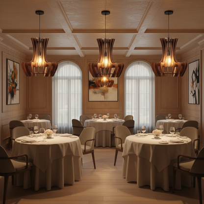 Curved Petal Wooden Pendant Light