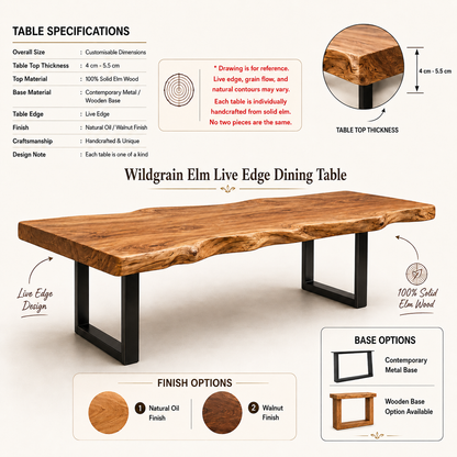 Wildgrain Elm Live Edge Dining Table