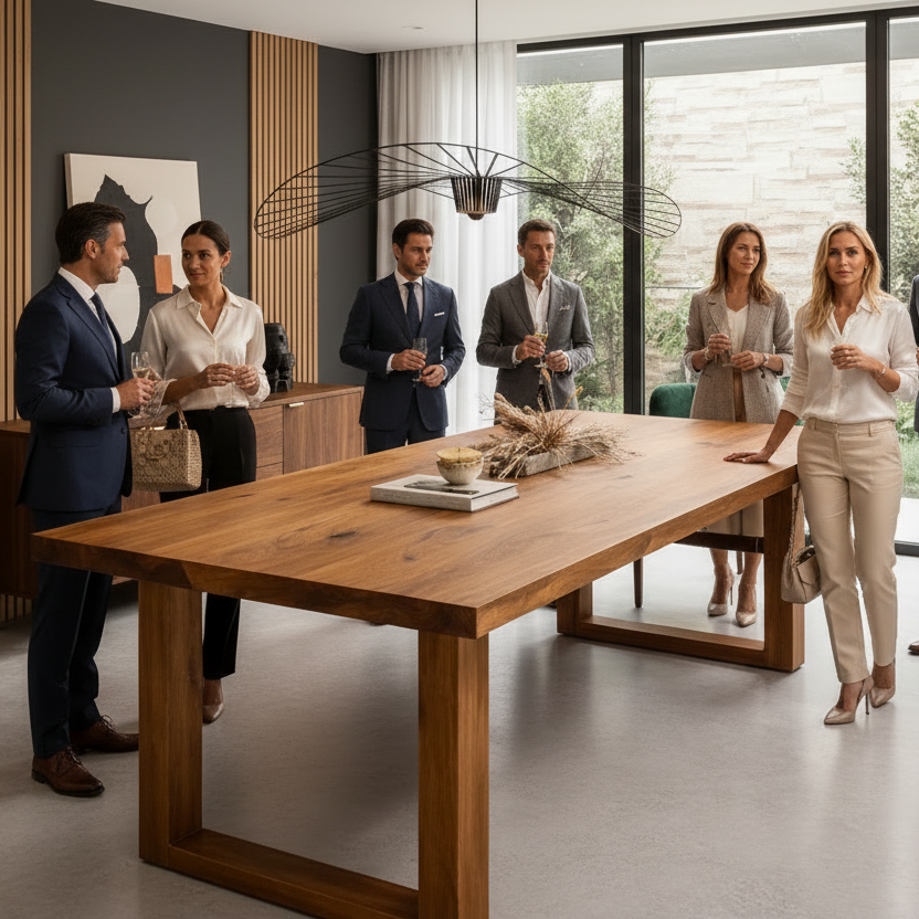 Arboreal Slab American/European Oak Wood Dining Table
