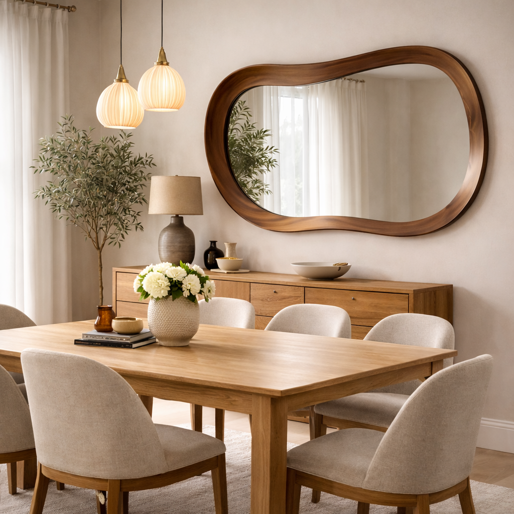 Fluid Grain - Sculpted Solid Wood Mirror