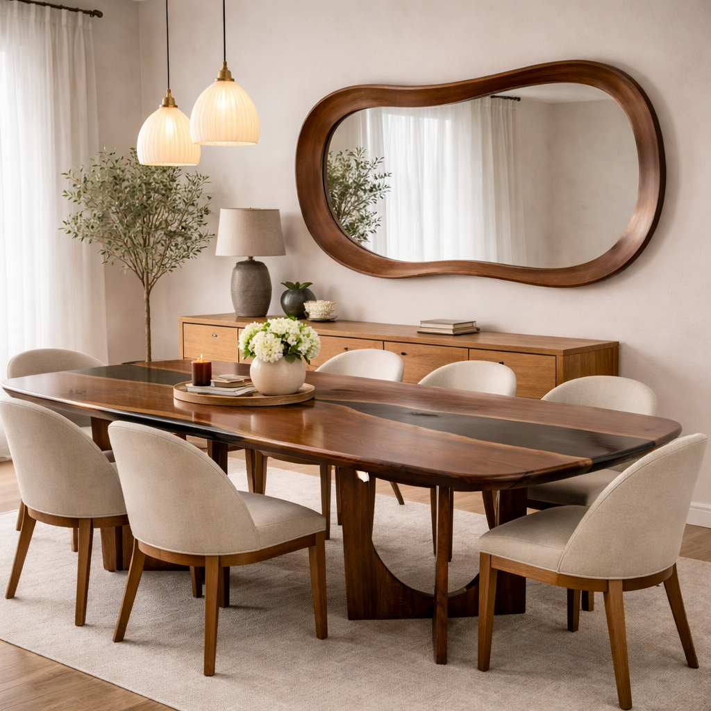 Fluid Grain - Sculpted Solid Wood Mirror