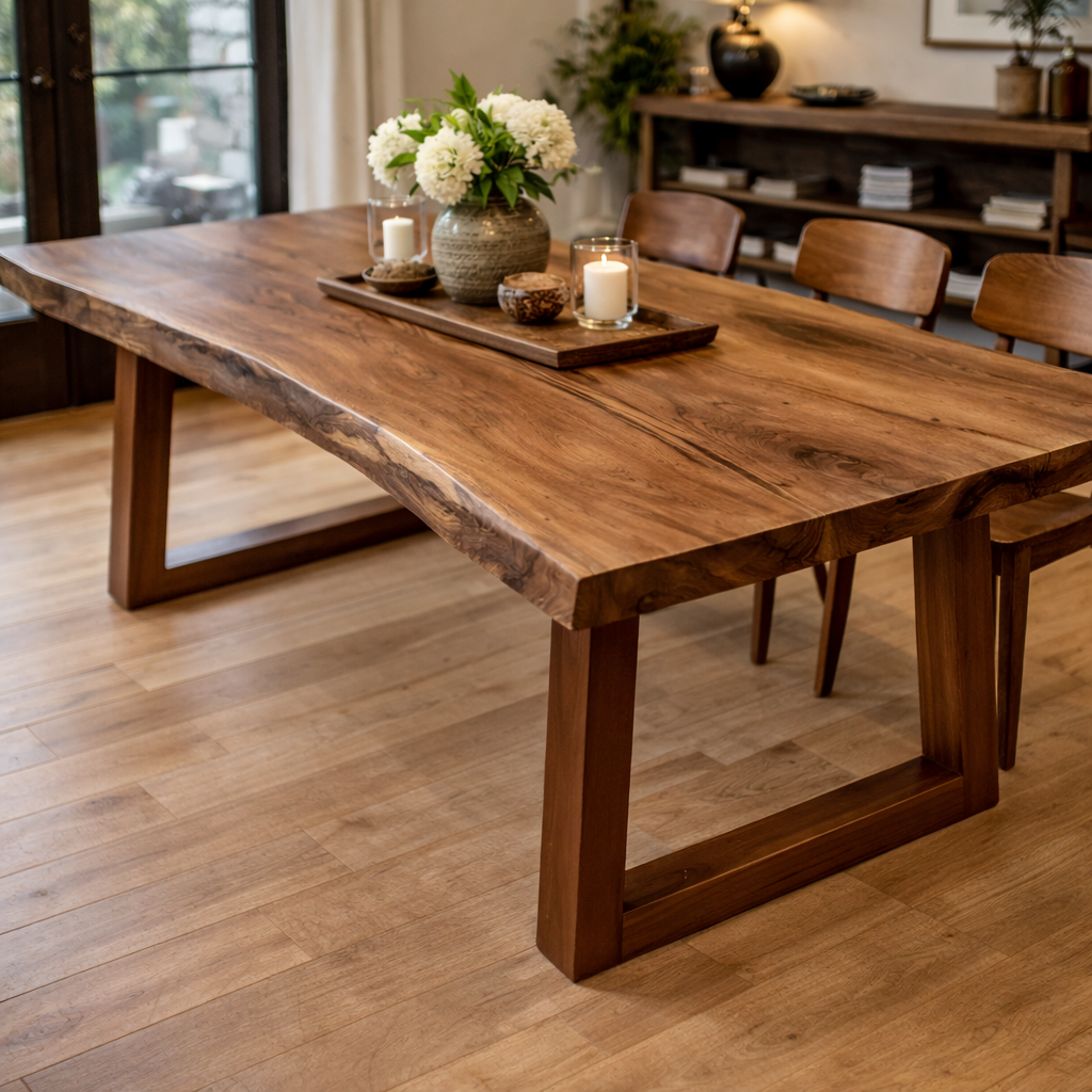 Rustica Grande Walnut Dining Table - Handcrafted Solid Wood