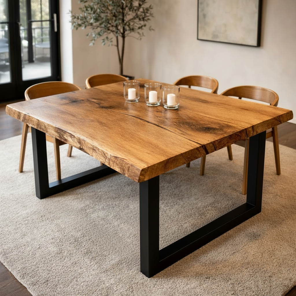 TerraSquare - Sculptural Live Edge American/European Oak Dining Table