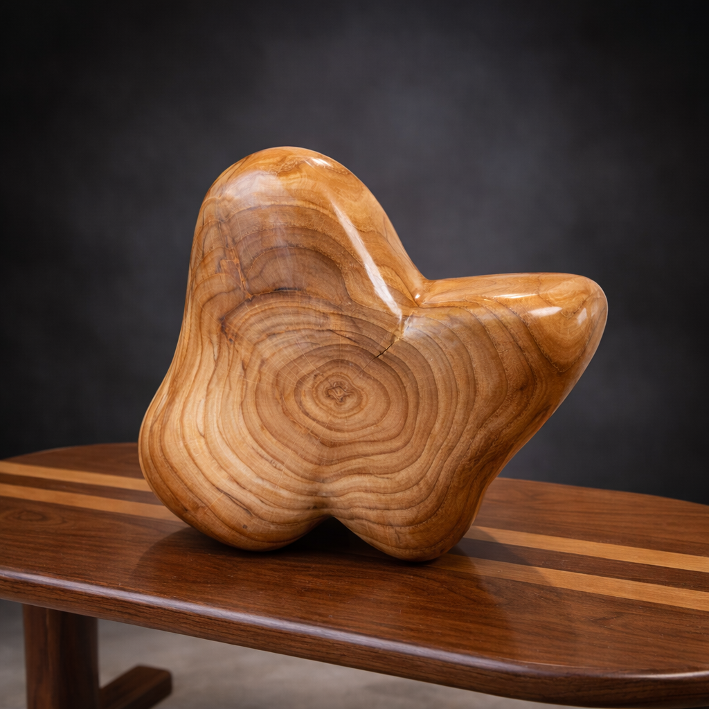 Eternal Grain - Hand Polished Solid Teak Wood Sculptural Form