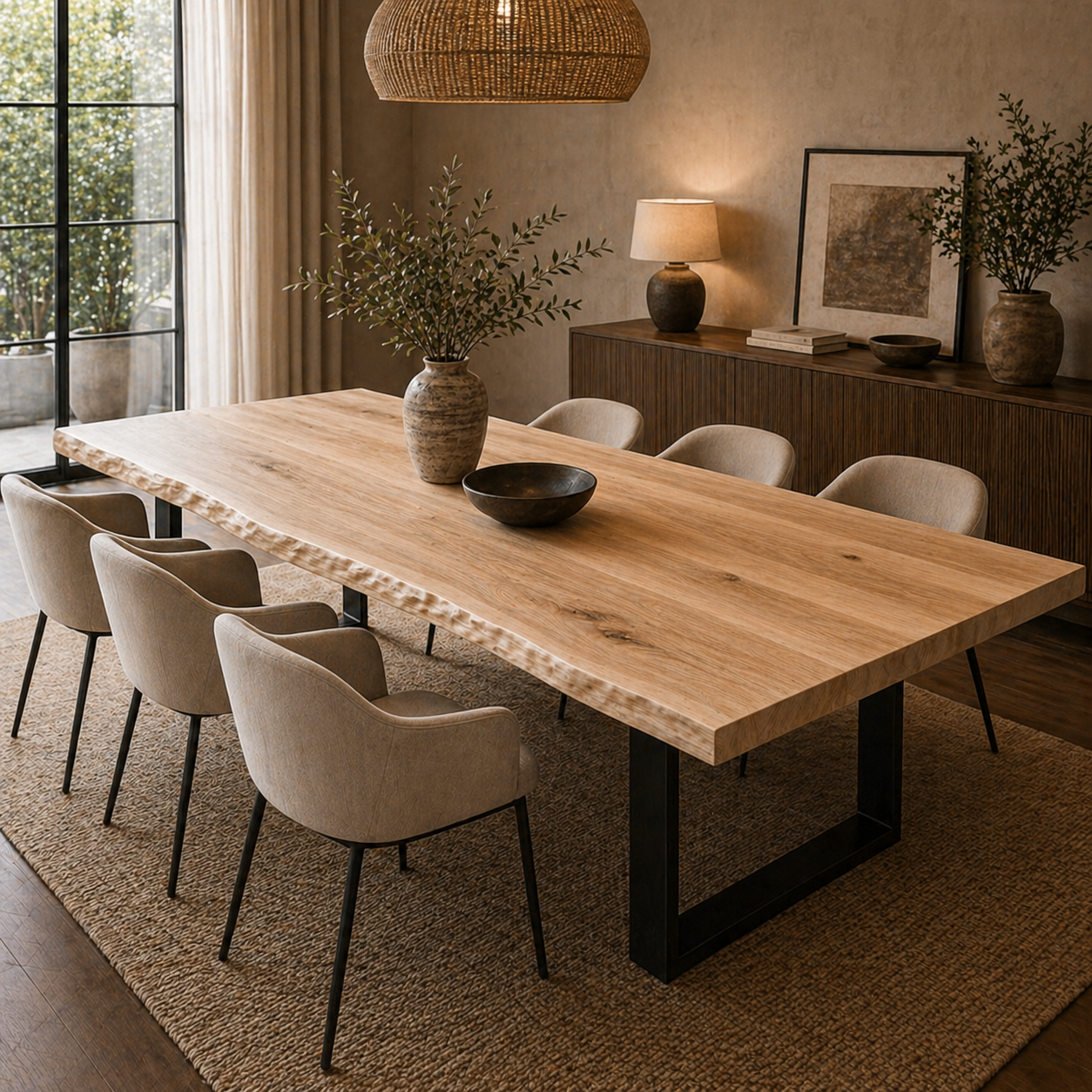 White Ash Horizon Live Edge Dining Table