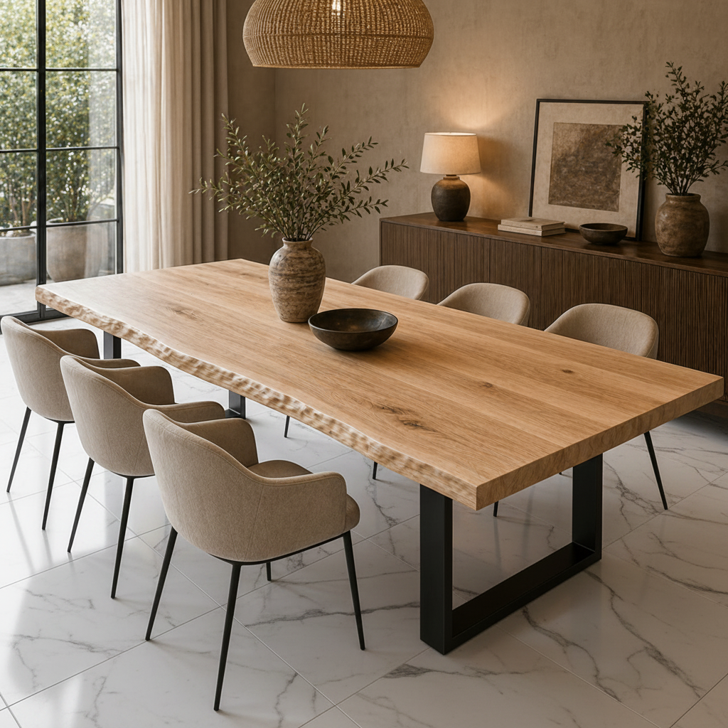 White Ash Horizon Live Edge Dining Table