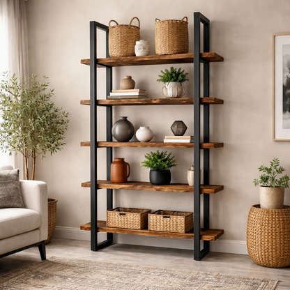 The FrameLine Industrial Bookshelf - Solid Wood