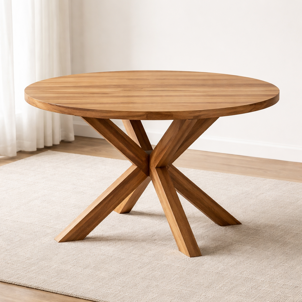 Axis Cross Base Teak Wood Table