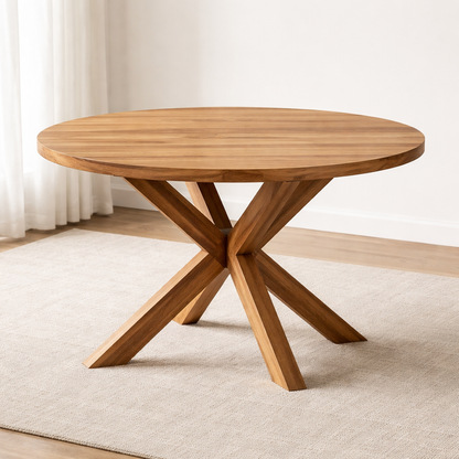 Axis Cross Base Teak Wood Table