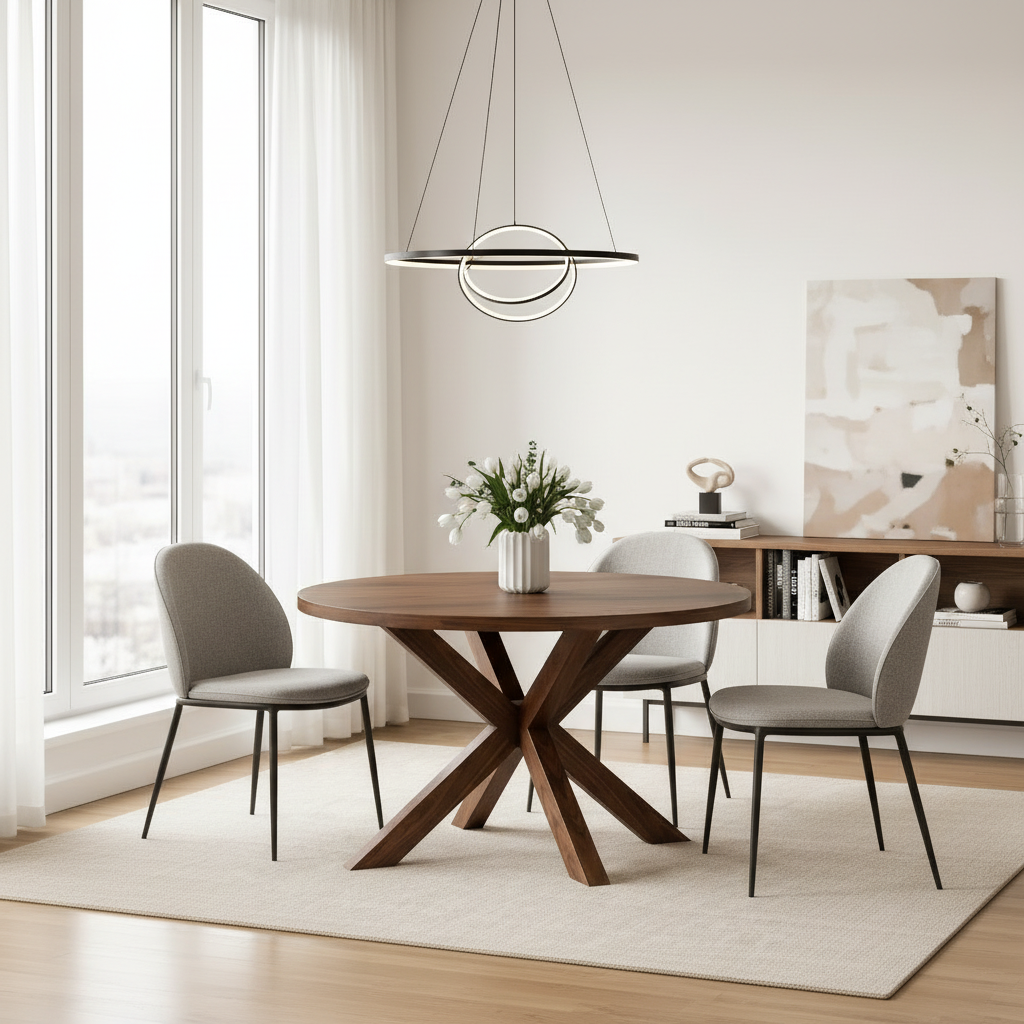 Axis Cross Base Teak Wood Table