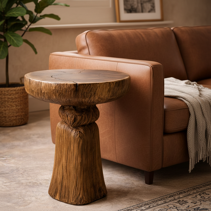Riftwood Pedestal Table - Handcrafted Sculptural Solid Wood Accent