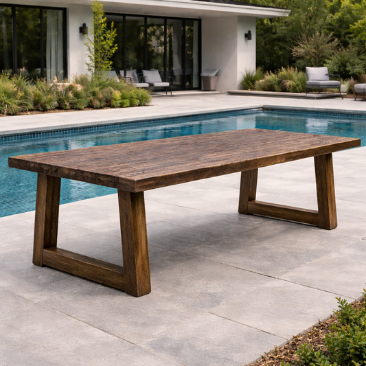Tamar Ridge Rustic Teak Outdoor Dining Table