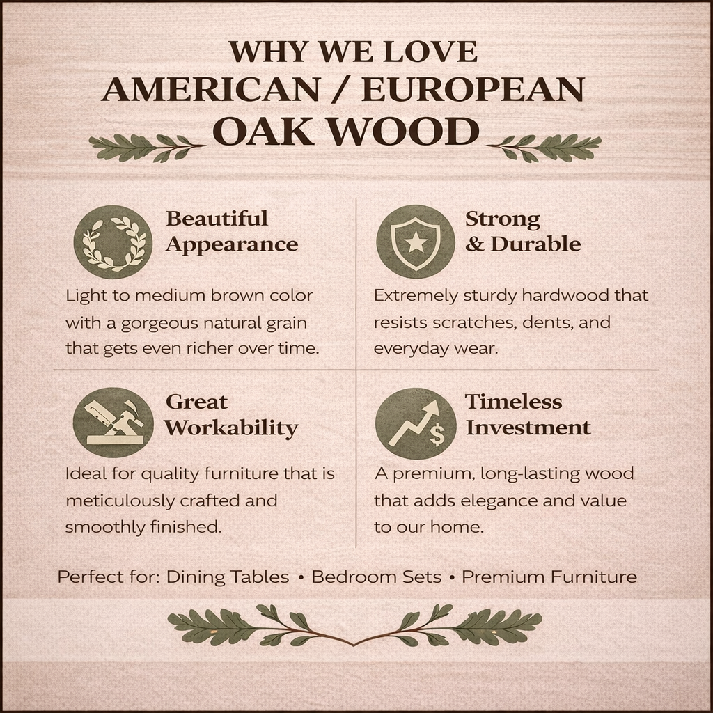 Arboreal Slab American/European Oak Wood Dining Table