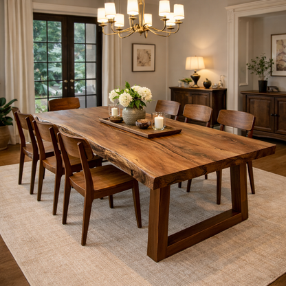 Rustica Grande Walnut Dining Table - Handcrafted Solid Wood