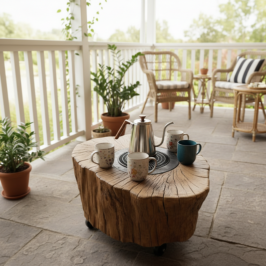 Solid Tree Trunk Grill Table
