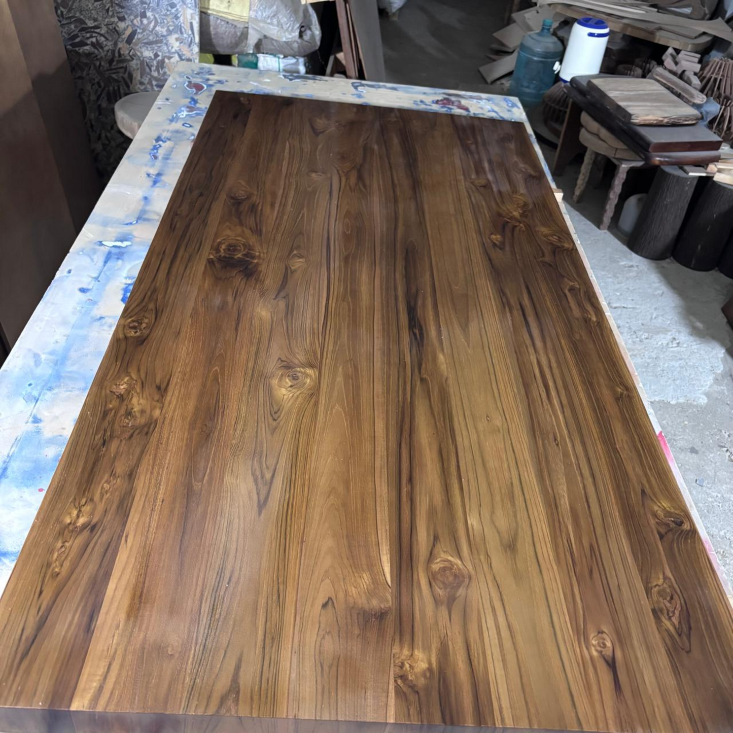 Cross-Trestle Solid Teak Wood Dining Table