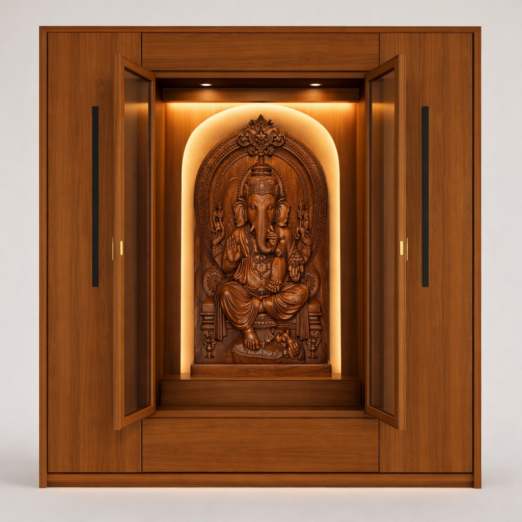 Lord Ganesha Mahogany Wood Wall Art