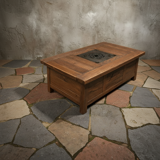 Solid Wood Korean BBQ Dining Table with Built-In Grill